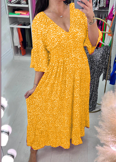 🔥【S-5XL】2026 Hot New Plus Size Vestido con cuello en V y cuello floral