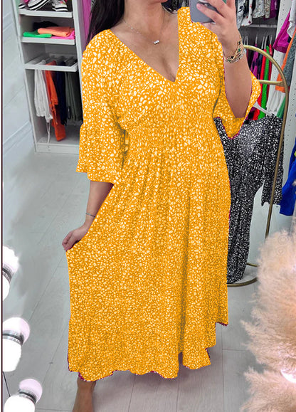 🔥【S-5XL】2026 Hot New Plus Size Vestido con cuello en V y cuello floral