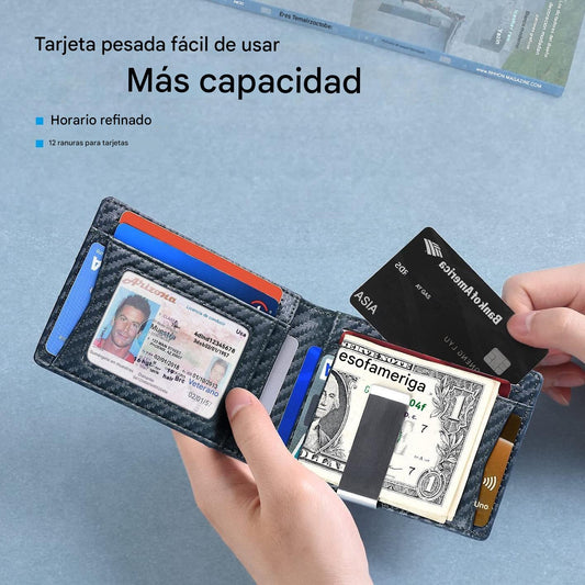 【Descuento por tiempo limitado】Imprescindible para hombres，Cartera minimalista para hombre con función de protección RFID
