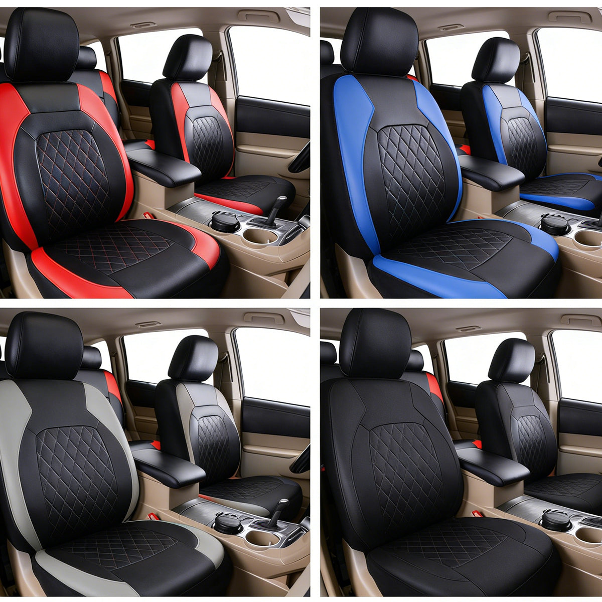 Juego universal de fundas para asientos de coche de cuero suave