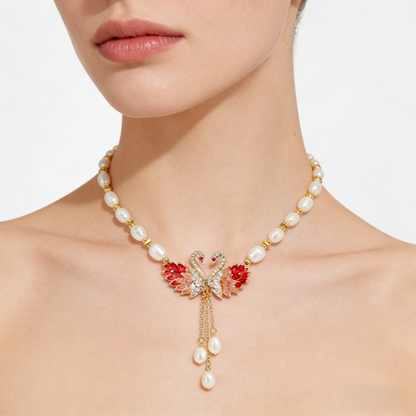 Nuevo collar de perlas de cisne de lujo premium