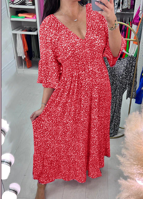 🔥【S-5XL】2026 Hot New Plus Size Vestido con cuello en V y cuello floral