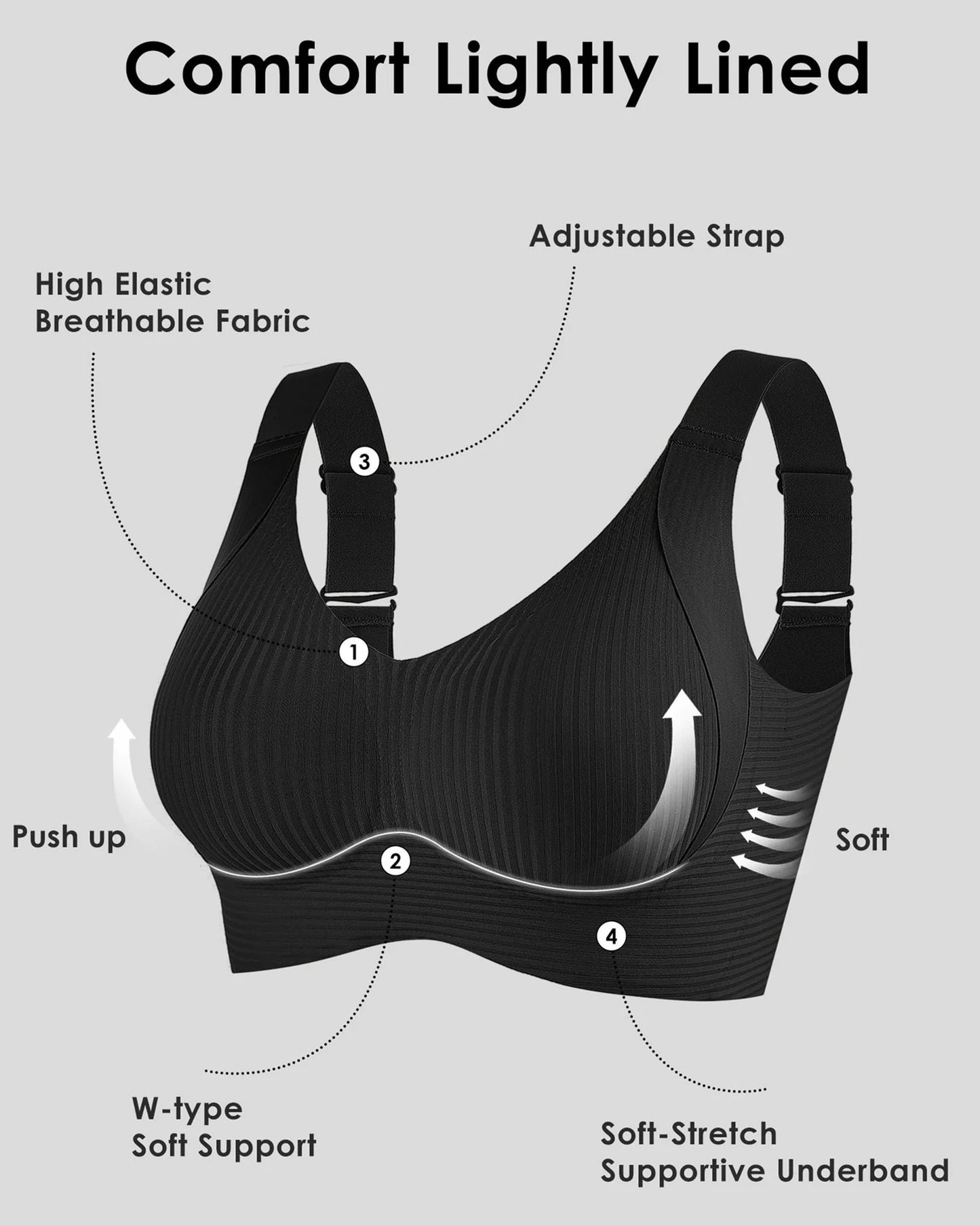 【Paquete de 4】Sujetador inalámbrico de una pieza para mujer【40-95 kg】