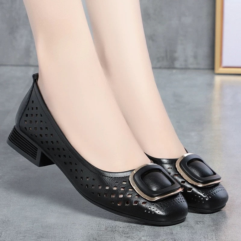 Zapatos planos de cuero con suela suave para mujer 2026