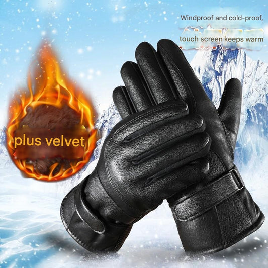 Guantes cálidos con pantalla táctil para ciclismo al aire libre de terciopelo de otoño e invierno-3881444