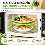 🍽️【Cumpără unul, primești unul gratis!】✨ Suport stivuibil pentru gătit la aburi în cuptorul cu microunde – Tava cu două straturi cu funcție de izolare termică, multifuncțională și care economisește spațiu 🥘