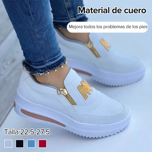 【35-43】Zapatos casuales con plataforma y cremallera lateral para mujer_3830428