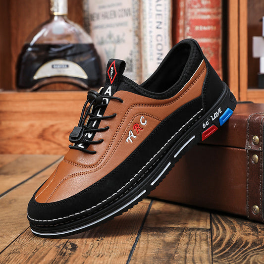【39-48】Los zapatos de negocios casuales para hombre están hechos de cuero impermeable y resistente a las manchas con una suela suave para un uso cómodo.