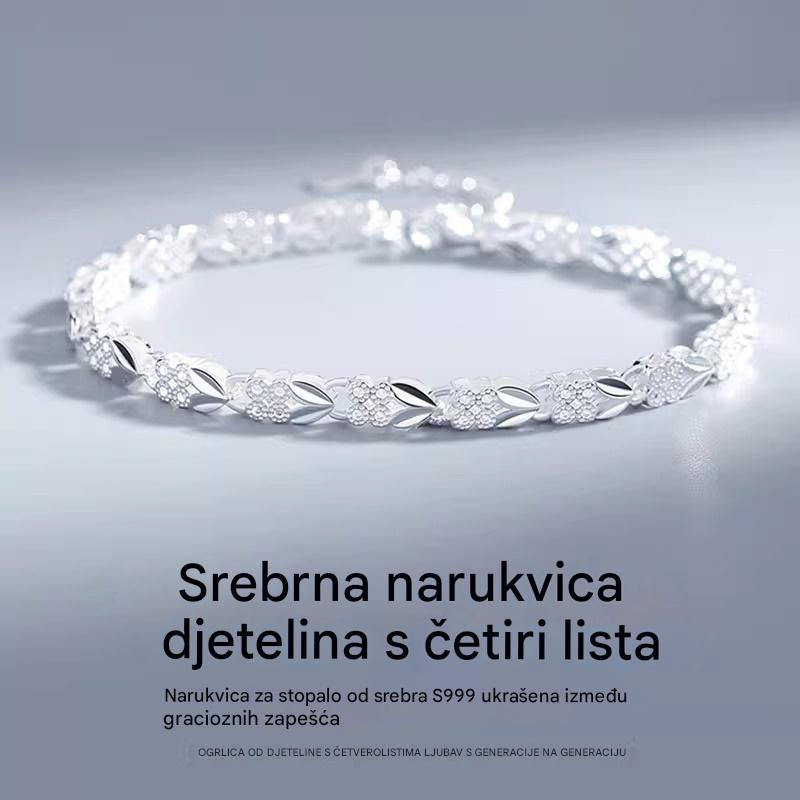 🎁【Ograničena ponuda – Kupi 1, dobiješ 1 gratis!】💖🍀Nova moderna ženska narukvica od srebra 925 s djetelinom s četiri lista
