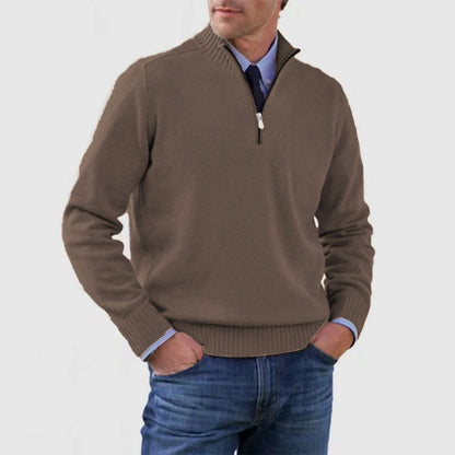 🧥✨ Suéter de punto con cremallera para hombre de talla grande, diseño simple y combinable.