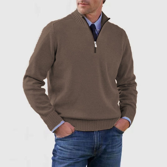 🧥✨ Suéter de punto con cremallera para hombre de talla grande, diseño simple y combinable.