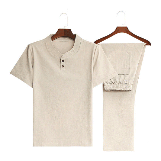 【M-5XL】【Topy + Spodnie】Nowy modny, swobodny męski dwuczęściowy garnitur✅Luźny✅Wygodny✅Oddychający_4066287
