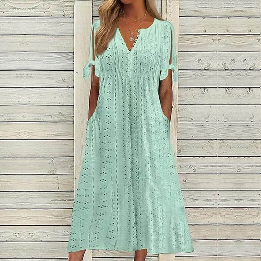 【Best Seller】Vestido sencillo de talla grande para mujer en corte de color liso, suelto e informal Envío gratis