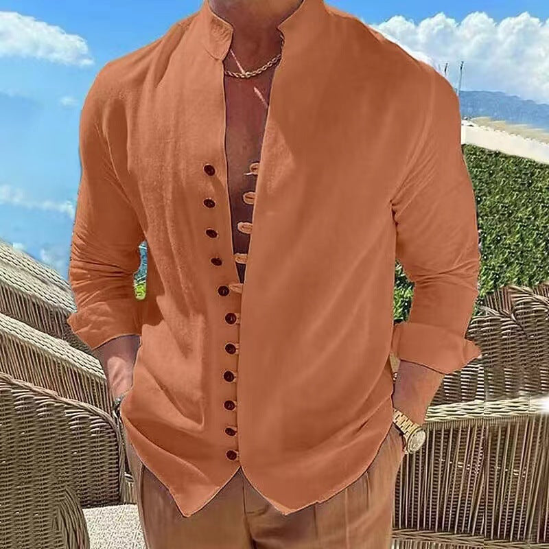 【S-3XL] Camisa de manga larga con botones para hombre_3991099