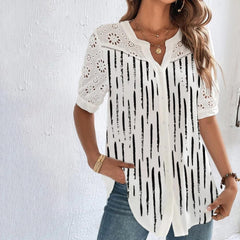 🎁【Cumpărați 1 obțineți 1 gratuit】【S-5XL】Tricou cu mânecă scurtă imprimat și decupaj