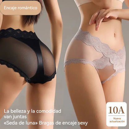 【6 pares】 Braguitas de encaje de talle alto que realzan las caderas