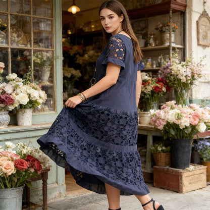 【S-5XL】2026 Nuevo vestido elegante de encaje hueco de moda, casual y versátil