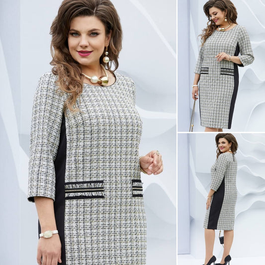 🍃【S-5XL】🍂Vestido a cuadros estilo otoño tardío-3854037