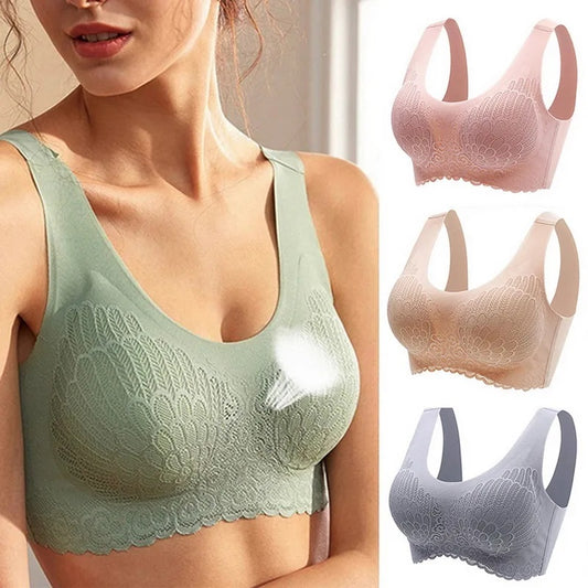 🔥【Paquete de 3 piezas】Exquisito sujetador sin costuras de seda helada.-3831816