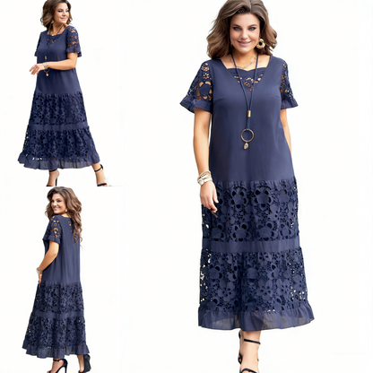 【S-5XL】2026 Nuevo vestido elegante de encaje hueco de moda, casual y versátil.