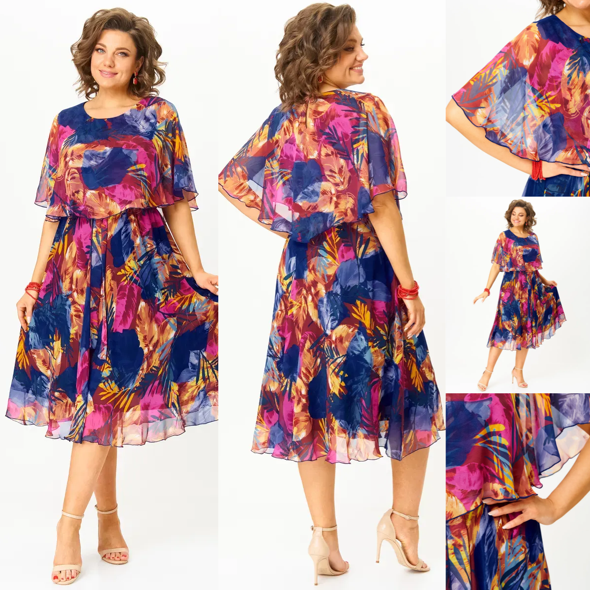 【S-5XL】Vestido suelto de gasa de talla grande | Cómodo y transpirable, muy adecuado para el verano.-E