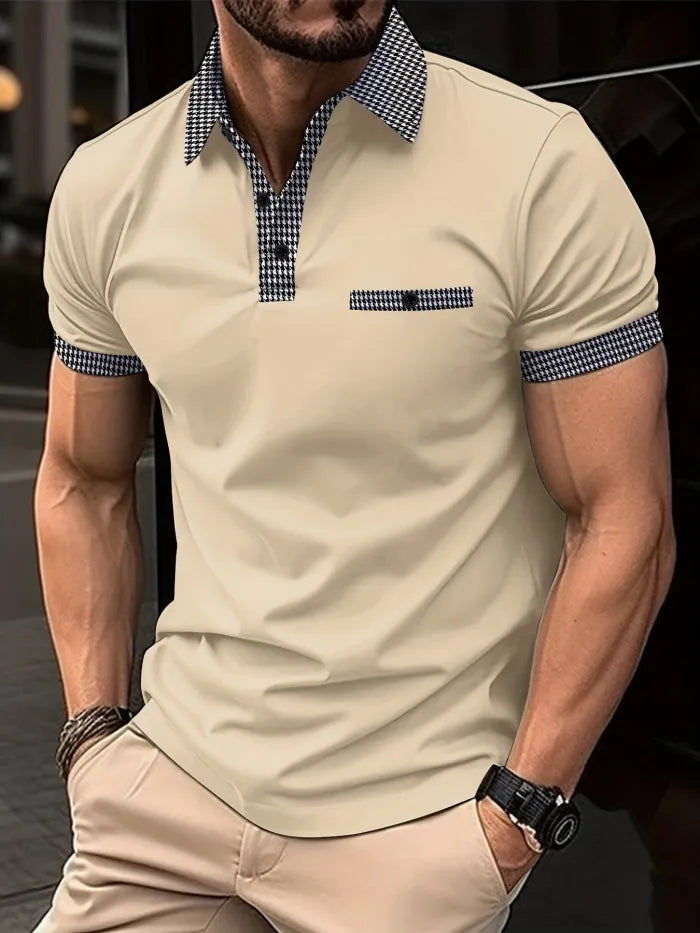 Promocja na 2025 rok【S-3XL】Letnia męska bluza polo z guzikami i blokiem kolorów_4058267