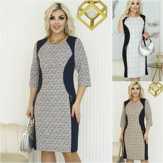 🌞🔥【S-5XL】Vestido cálido estilo Chanel de otoño e invierno.-3855066