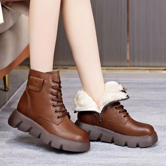 ⛄️👢【35-40】Noi cizme de iarnă cu talpă groasă plus catifea calde pentru zăpadă, cu talpă moale, impermeabile și anti-alunecare-3855063