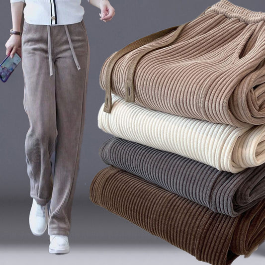 【M-3XL】Nuevos pantalones casuales elásticos de pierna ancha para mujer_3855701