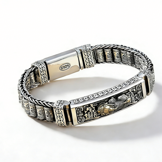 Pulsera de plata de ley para atraer la riqueza y la buena suerte