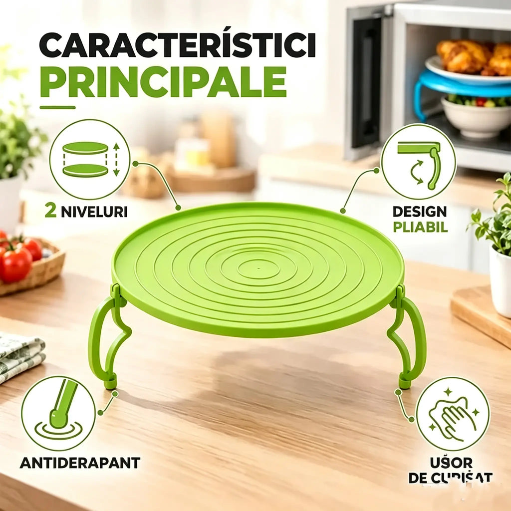 🍽️【Cumpără unul, primești unul gratis!】✨ Suport stivuibil pentru gătit la aburi în cuptorul cu microunde – Tava cu două straturi cu funcție de izolare termică, multifuncțională și care economisește spațiu 🥘