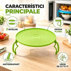🍽️【Cumpără unul, primești unul gratis!】✨ Suport stivuibil pentru gătit la aburi în cuptorul cu microunde – Tava cu două straturi cu funcție de izolare termică, multifuncțională și care economisește spațiu 🥘