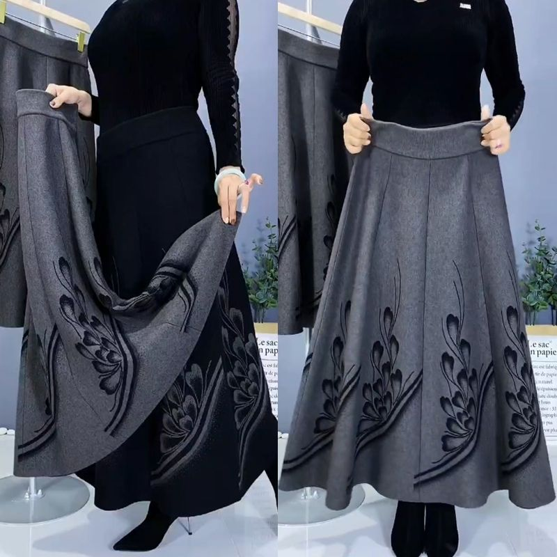 👗🎀【S-3XL】Falda de lana gruesa de otoño e invierno._3832398