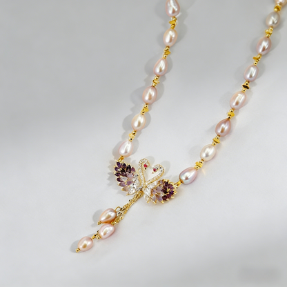 Nuevo collar de perlas de cisne de lujo premium