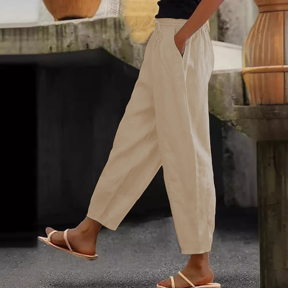 😍💕【40-120 kg】Pantalones casuales para mujer de algodón y lino ✅️Pago contra entrega