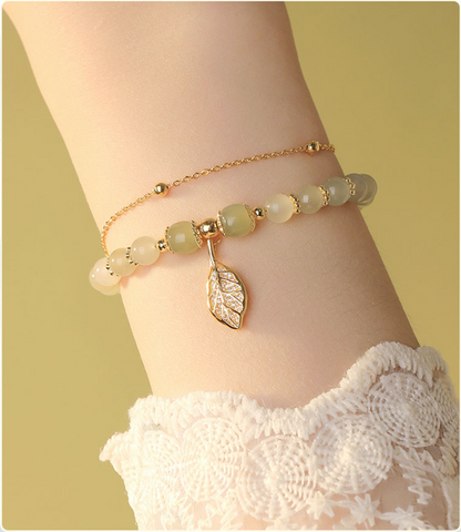 2 pulseras de oro de 14K con jade Hetiano-E