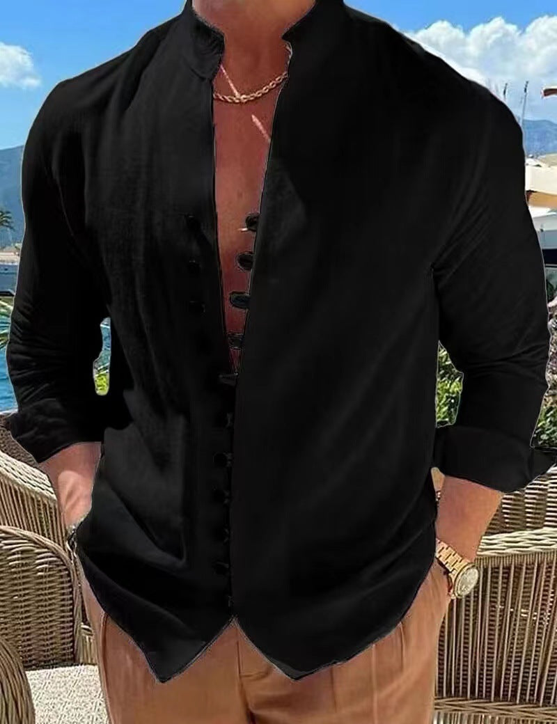 【S-3XL] Camisa de manga larga con botones para hombre_3991099