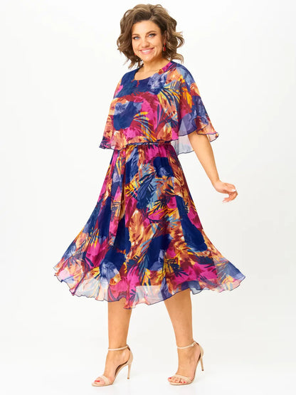 【S-5XL】Vestido suelto de gasa de talla grande | Cómodo y transpirable, muy adecuado para el verano.-E