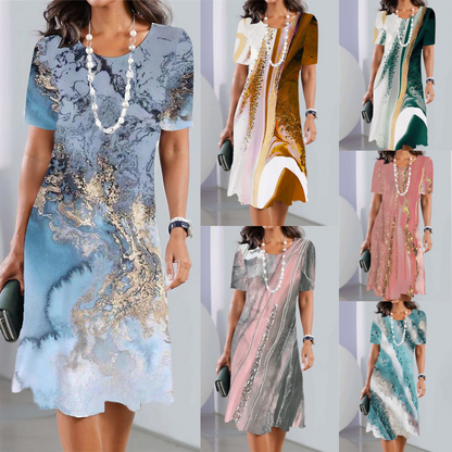 Vestido de mujer sexy 2026 con escote redondo y estampado【XS-8XL】