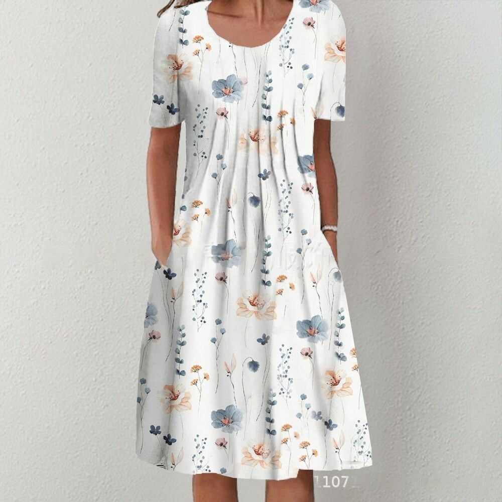 🌺👗【S-5XL】Moderna haljina s printom i okruglim izrezom