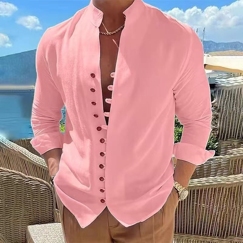 【S-3XL] Camisa de manga larga con botones para hombre_3991099