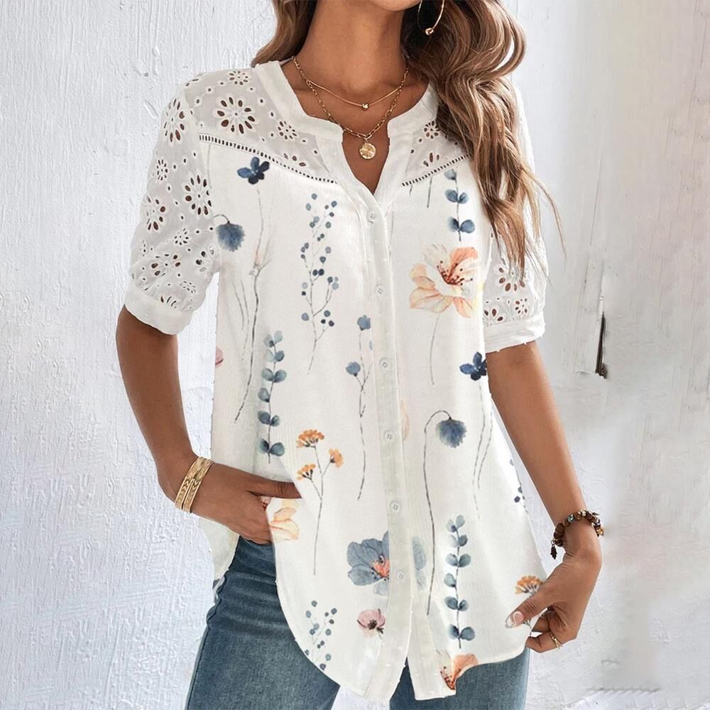 🎁【Cumpărați 1 obțineți 1 gratuit】【S-5XL】Tricou cu mânecă scurtă imprimat și decupaj