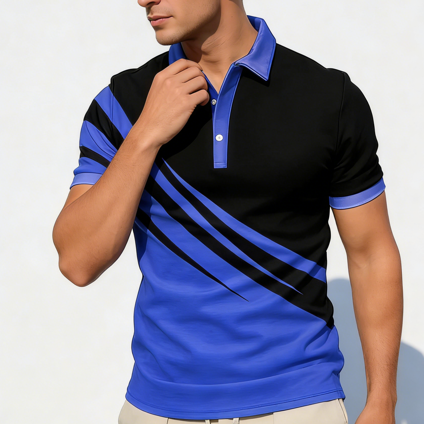 【S-6XL】 Nueva camiseta polo de hombre de verano con estampado a rayas en 3D