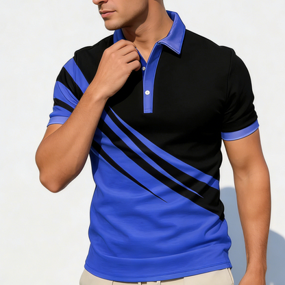 【S-6XL】 Nueva camiseta polo de hombre de verano con estampado a rayas en 3D