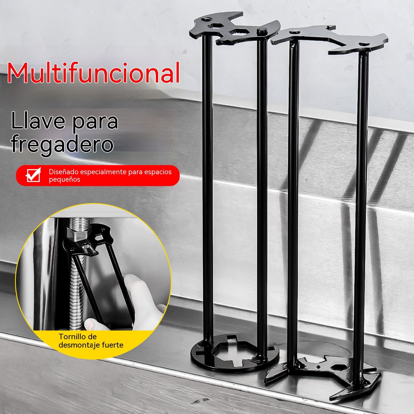 【Compra 1 y llévate 1 gratis】Llave multiusos para lavabos, manguito para grifos, llave para lavabos de baño para mantenimiento, instalación y desmontaje.