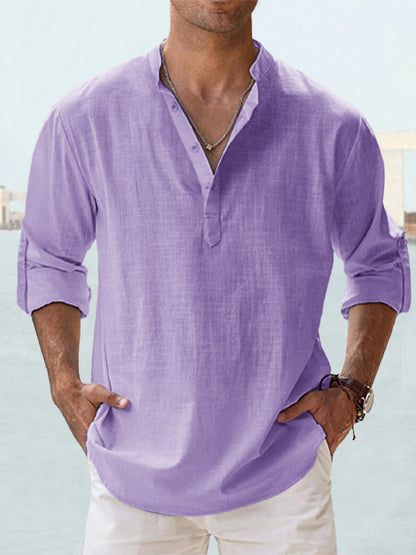 【S-5XL】Camisa de manga larga para hombre, material de algodón y lino.