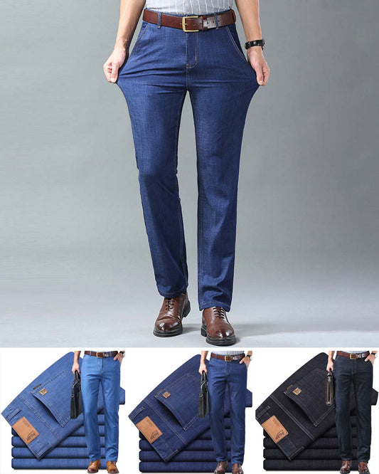 【60-110KG】 Jeans de hombre, sencillos, casuales, versátiles, tallas grandes