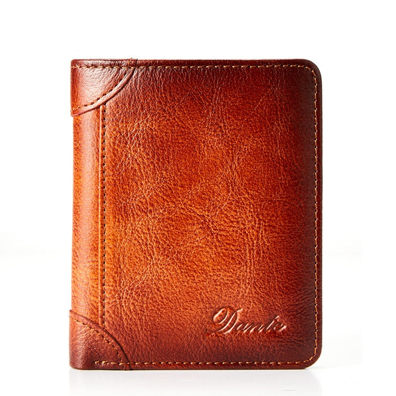 Nueva cartera antirrobo de cuero genuino para hombre