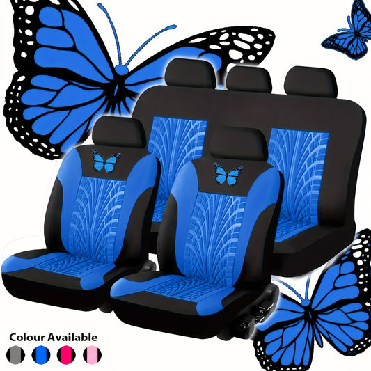🦋 Juego de fundas para asientos de coche bordadas con mariposa roja universal_3874032