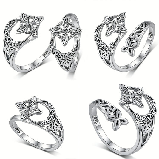 juego de 2 piezas，Anillo de nudo celta de plata de ley S925